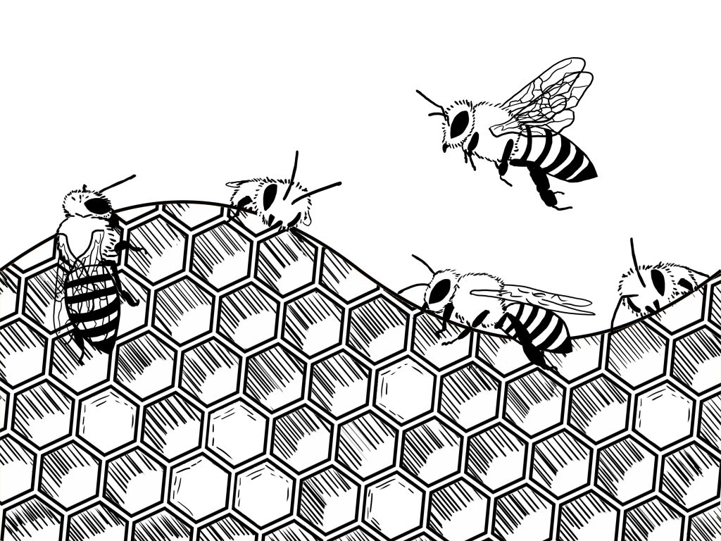 honeybees on a honeycomb